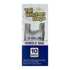 (4 pack) Basic Kitchen Trash Bags, 13 Gallon, Handle, 10 Bags (4 pack) Basic Kitchen Trash Bags, 13 Gallon, Handle, 10 Bags