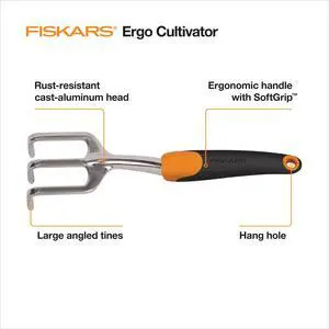 Fiskars Ergo Cultivator Tiller Scratch Tool with SoftGrip Handle Fiskars Ergo Cultivator Tiller Scratch Tool with SoftGrip Handle