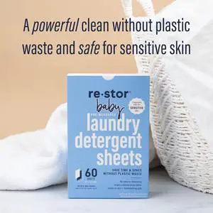 Restor Unscented Baby Laundry Detergent Sheets 60 Count Restor Unscented Baby Laundry Detergent Sheets 60 Count