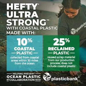 Hefty Ultra Strong 13 Gallon Trash Bags, Tall Kitchen Trash Bags Made with Recovered Materials, Including Coastal Plastic, Gray, Seaside Breeze Scent, 40 Bags Hefty Ultra Strong 13 Gallon Trash Bags, Tall Kitchen Trash Bags Made with Recovered Materials, Including Coastal Plastic, Gray, Seaside Breeze Scent, 40 Bags