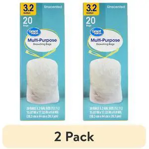 (2 pack) Great Value 3.2 gal Drawstring Trash Bags, Unscented, 20 Bags (2 pack) Great Value 3.2 gal Drawstring Trash Bags, Unscented, 20 Bags