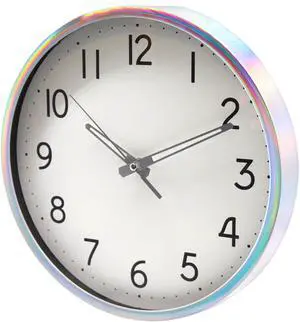 Mainstays 12" Quartz Iridescent Indoor Wall Clock, Easy Read Large Bold Numbers Mainstays 12" Quartz Iridescent Indoor Wall Clock, Easy Read Large Bold Numbers