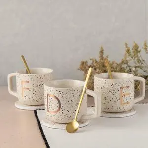 Thyme & Table 13.5 fl oz Monogram E Stoneware Mug, Coaster and Stir Set Thyme & Table 13.5 fl oz Monogram E Stoneware Mug, Coaster and Stir Set