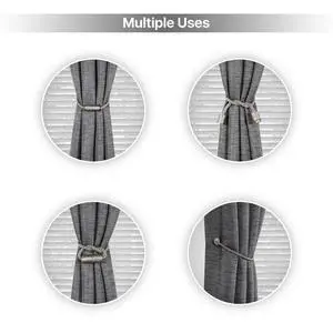 Mainstays 2-Pack Magnetic Tiebacks for Curtains, 18 Inch - Gray Mainstays 2-Pack Magnetic Tiebacks for Curtains, 18 Inch - Gray