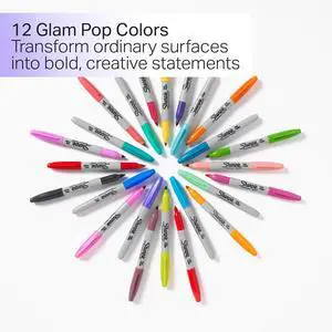 Sharpie Glam Pop Permanent Markers, Fine Point, 12 Count Sharpie Glam Pop Permanent Markers, Fine Point, 12 Count
