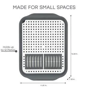 Kitchen Details 2 Tone Self Draining Dish Rack 16" L, Gray Kitchen Details 2 Tone Self Draining Dish Rack 16" L, Gray