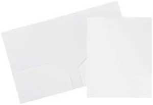 JAM Paper Heavy Duty Plastic 2 Pocket School Folders, White, 3/Pack JAM Paper Heavy Duty Plastic 2 Pocket School Folders, White, 3/Pack