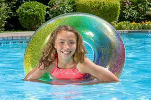 Poolmaster Rainbow Glitter Tube - Inflatable Swimming Pool Float Poolmaster Rainbow Glitter Tube - Inflatable Swimming Pool Float