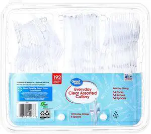 Great Value Clear Plastic Assorted Cutlery, 192 Count Great Value Clear Plastic Assorted Cutlery, 192 Count