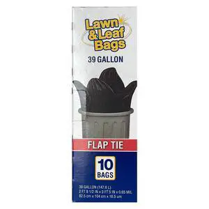 (3 pack) Basic Lawn & Leaf Trash Bags, Flap Tie, 39 Gallon, 10 Bags (3 pack) Basic Lawn & Leaf Trash Bags, Flap Tie, 39 Gallon, 10 Bags