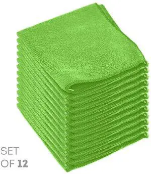 Etienne Alair Super Soft Microfiber Cleaning Cloth - Set of 12 Green Washcloths - 12 x 12 Inches Etienne Alair Super Soft Microfiber Cleaning Cloth - Set of 12 Green Washcloths - 12 x 12 Inches
