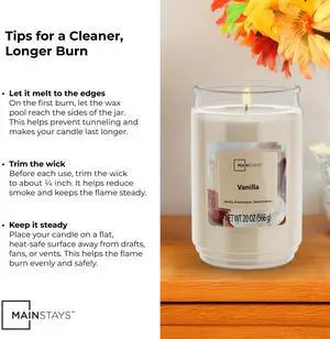 Mainstays Vanilla Single-Wick Scented Glass Jar Candle, 20 oz Mainstays Vanilla Single-Wick Scented Glass Jar Candle, 20 oz