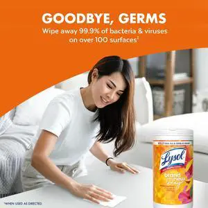 Lysol Disinfecting Wipes, All Purpose Cleaner, Multi Surface Antibacterial Cleaning Wipes, Cleaning Supplies, Mango & Hibiscus Scent, 80 Count Lysol Disinfecting Wipes, All Purpose Cleaner, Multi Surface Antibacterial Cleaning Wipes, Cleaning Supplies, Mango & Hibiscus Scent, 80 Count