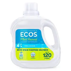 ECOS Hypoallergenic Liquid Laundry Detergent for Sensitive Skin, Free & Clear, 120 Loads, 110oz ECOS Hypoallergenic Liquid Laundry Detergent for Sensitive Skin, Free & Clear, 120 Loads, 110oz
