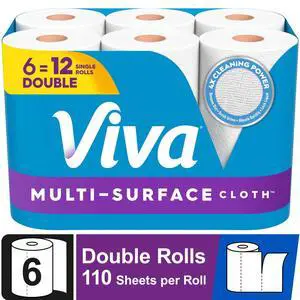 Viva Multi-Surface Cloth Paper Towels, 6 Double Rolls, 110 Sheets per Roll Viva Multi-Surface Cloth Paper Towels, 6 Double Rolls, 110 Sheets per Roll