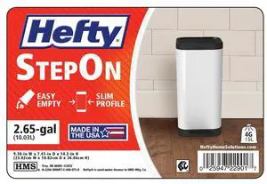 Hefty Bathroom Trash Can, 2.6 Gallon Small Plastic Step Garbage Bucket Bin with Foot Pedal Lid, White Hefty Bathroom Trash Can, 2.6 Gallon Small Plastic Step Garbage Bucket Bin with Foot Pedal Lid, White