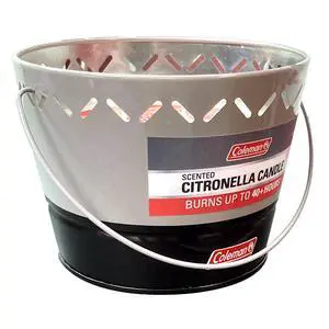Coleman Brand Triple Wick Citronella Candle 20oz 2-Tone Bucket, Gray/Black Coleman Brand Triple Wick Citronella Candle 20oz 2-Tone Bucket, Gray/Black