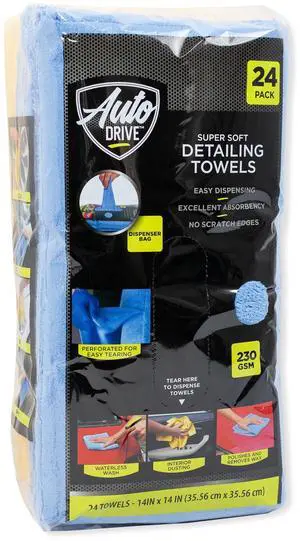 Auto Drive Coral Fleece Microfiber Towel, 24 Pack, Multi-Purpose Cleaning and Detailing, Blue & Yellow Auto Drive Coral Fleece Microfiber Towel, 24 Pack, Multi-Purpose Cleaning and Detailing, Blue & Yellow