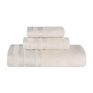 Superior Hays 3 Piece Cotton Plush Towel Set, Ultra Soft Absobent Towels, Ivory Superior Hays 3 Piece Cotton Plush Towel Set, Ultra Soft Absobent Towels, Ivory