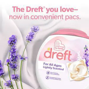 Dreft Baby Laundry Detergent XL Pacs, Sensitive Skin, Hypoallergenic, Lightly Scented Lavender, 25 Count Dreft Baby Laundry Detergent XL Pacs, Sensitive Skin, Hypoallergenic, Lightly Scented Lavender, 25 Count