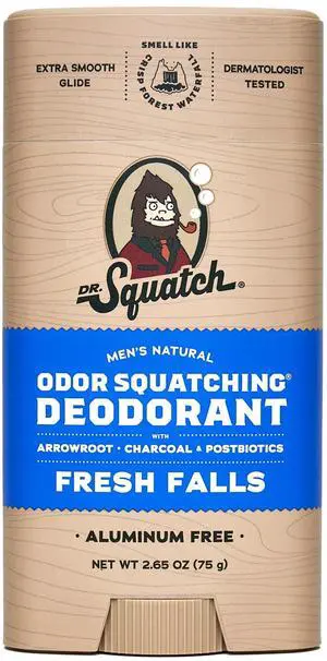 Dr. Squatch Mens Aluminum Free Deodorant, Natural Deodorant for Men, Fresh Falls, 2.65 Oz Dr. Squatch Mens Aluminum Free Deodorant, Natural Deodorant for Men, Fresh Falls, 2.65 Oz