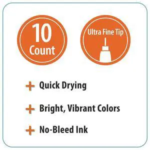Pen+Gear Felt Tip Pens, Ultra Fine Point, Assorted Ink Colors, 10 Count Pen+Gear Felt Tip Pens, Ultra Fine Point, Assorted Ink Colors, 10 Count