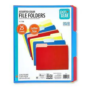 Pen+Gear File Folders, Letter Size, Assorted Colors, 25 Count Pen+Gear File Folders, Letter Size, Assorted Colors, 25 Count