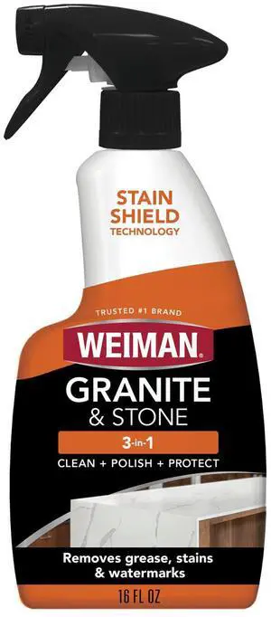 Weiman Granite & Stone 3-in-1 Cleaner, Polish & Protect for Granite and Stone Countertops, 16 fl oz Weiman Granite & Stone 3-in-1 Cleaner, Polish & Protect for Granite and Stone Countertops, 16 fl oz