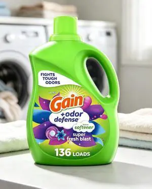 Gain Odor Defense Liquid Fabric Softener and Conditioner, Super Fresh Blast, 100 fl oz, 136 Loads Gain Odor Defense Liquid Fabric Softener and Conditioner, Super Fresh Blast, 100 fl oz, 136 Loads