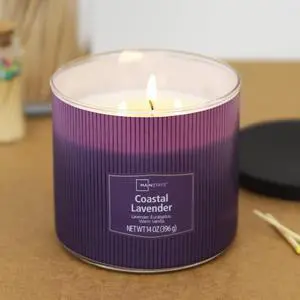 Mainstays Coastal Lavender 3-Wick Decorative Wrap Candle, 14 oz Mainstays Coastal Lavender 3-Wick Decorative Wrap Candle, 14 oz