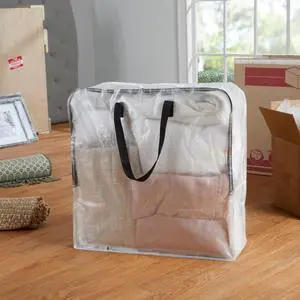 Mainstays Clear 24 Gallon Slim Storage and Moving Bag with Zipper Closure and Dual Carry Handles Mainstays Clear 24 Gallon Slim Storage and Moving Bag with Zipper Closure and Dual Carry Handles