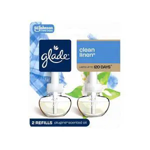 Glade PlugIns Scented Oil 2 Refills, Air Freshener, Clean Linen, Essential Oil Infused Wall Plug In, 1.34 FL oz, 2 Refills Glade PlugIns Scented Oil 2 Refills, Air Freshener, Clean Linen, Essential Oil Infused Wall Plug In, 1.34 FL oz, 2 Refills