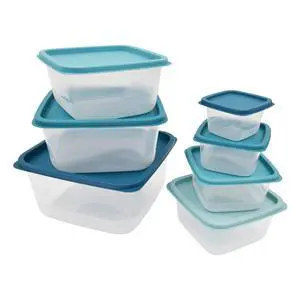 Mainstays 14 Piece Teal Plastic Food Storage Set, Teal Ombre, Ideal Use for Meal Prep and Batch Cooking Mainstays 14 Piece Teal Plastic Food Storage Set, Teal Ombre, Ideal Use for Meal Prep and Batch Cooking