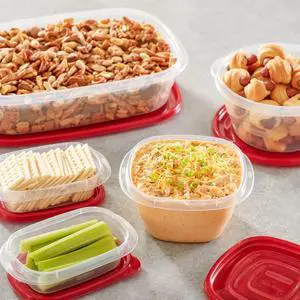 Rubbermaid TakeAlongs, 5 Cup, Set of 3, Red, Medium Bowls Plastic Food Storage Containers Rubbermaid TakeAlongs, 5 Cup, Set of 3, Red, Medium Bowls Plastic Food Storage Containers