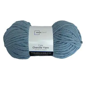 Mainstays Cozy Chenille Yarn, 220 yd, Faded Denim, 100% Polyester, Super Bulky Mainstays Cozy Chenille Yarn, 220 yd, Faded Denim, 100% Polyester, Super Bulky