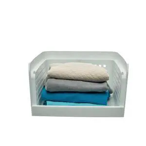 Mainstays Open-Front Stackable Closet Storage Organizer Bin with Breathable Holes, White Plastic Mainstays Open-Front Stackable Closet Storage Organizer Bin with Breathable Holes, White Plastic