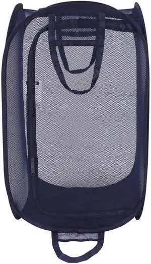 Mainstays Blue Two-Way Pop-Up Mesh Laundry Hamper with Heavy Duty Handles Mainstays Blue Two-Way Pop-Up Mesh Laundry Hamper with Heavy Duty Handles