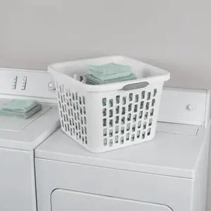 Sterilite Small 1.5 Bushel Square Plastic Laundry Basket with 2 Comfort Grip Handles, White Sterilite Small 1.5 Bushel Square Plastic Laundry Basket with 2 Comfort Grip Handles, White