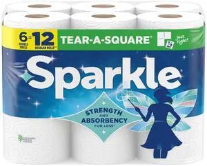 Sparkle Tear-A-Square Paper Towels, 6 Double Rolls, 110 Sheets per Roll Sparkle Tear-A-Square Paper Towels, 6 Double Rolls, 110 Sheets per Roll