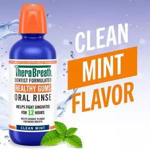 TheraBreath Healthy Gums Mouthwash, Antigingivitis Mouth Rinse for Adults, Clean Mint, 16 fl oz TheraBreath Healthy Gums Mouthwash, Antigingivitis Mouth Rinse for Adults, Clean Mint, 16 fl oz