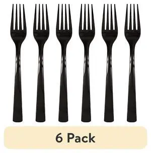 (6 pack) 24 Count Black Disposable Plastic Forks by Way To Celebrate (6 pack) 24 Count Black Disposable Plastic Forks by Way To Celebrate