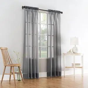 Mainstays Marjorie 1-Piece Sheer Voile Rod Pocket Curtain Panel, 59"x108", Grey Mainstays Marjorie 1-Piece Sheer Voile Rod Pocket Curtain Panel, 59"x108", Grey