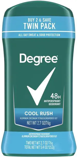 Degree Men Original Antiperspirant Deodorant for Men Cool Rush Twin Pack, 2.7oz Degree Men Original Antiperspirant Deodorant for Men Cool Rush Twin Pack, 2.7oz