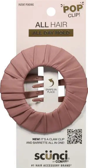 Scunci Pop It Claw Clip and Barrette, Dusty Rose, 1 Count Scunci Pop It Claw Clip and Barrette, Dusty Rose, 1 Count
