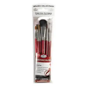 Royal & Langnickel - Assorted Shape Brown Taklon Watercolor Art Brushes 7 Pieces Royal & Langnickel - Assorted Shape Brown Taklon Watercolor Art Brushes 7 Pieces