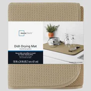 Mainstays Dish Drying Mat, Absorbent Countertop Drying Mat, 18 in x 24 in, Brown Stone Mainstays Dish Drying Mat, Absorbent Countertop Drying Mat, 18 in x 24 in, Brown Stone