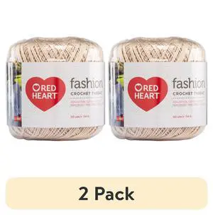 (2 pack) Red Heart Fashion Crochet Thread, Natural, 125 yds, Size 3, Cotton (2 pack) Red Heart Fashion Crochet Thread, Natural, 125 yds, Size 3, Cotton