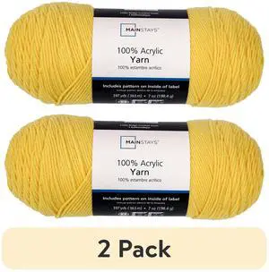 (2 pack) Mainstays Medium Acrylic Yellow Yarn, 7 Oz 397 Yards (2 pack) Mainstays Medium Acrylic Yellow Yarn, 7 Oz 397 Yards