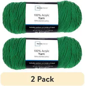 (2 pack) Mainstays Medium Acrylic Green Yarn, 7 oz 397 Yards (2 pack) Mainstays Medium Acrylic Green Yarn, 7 oz 397 Yards