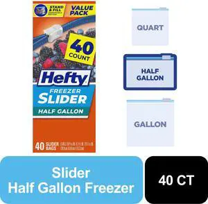 Hefty Slider Half Gallon Freezer Bags, 40 Count Hefty Slider Half Gallon Freezer Bags, 40 Count
